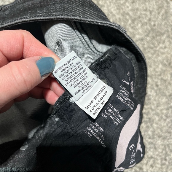 Evereve Faded Black Jeans The Ever Straight High Rise Fit Button Fly Raw Hem 28 - Picture 9 of 11